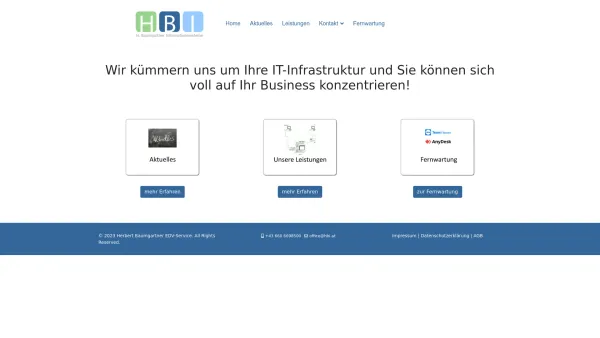 Website Screenshot: HBI.at Herbert Baumgartner Informationssysteme Netzwerk Internet Software - HBI EDV Service und Support - Date: 2023-06-22 15:02:17