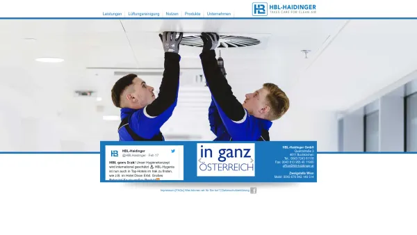 Website Screenshot: HBL Haidinger GmbH - HBL-Haidinger - Lüftungsreinigung, Luftkanalreinigung, Wohnraumlüftungsreinigung - in ganz Österreich tätig. - Date: 2023-06-22 15:02:17