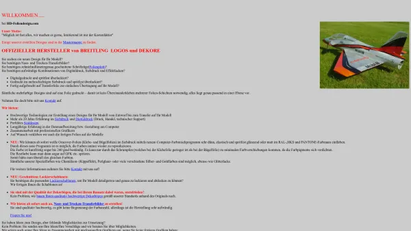 Website Screenshot: hd-foliendesign - hd-Foliendesign - hochqualitative Dekorbögen und Beschriftungen für Modellbau,keine Massenware;OFFIZIELLER HERSTELLER von BREITLING LOGOS und DEKORE - Date: 2023-06-15 16:02:34