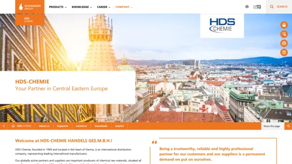 Website Screenshot: HDS-Chemie Handels Ges.m.b.H. - HDS-Chemie - A member of the STOCKMEIER Group - Date: 2023-06-14 10:40:29