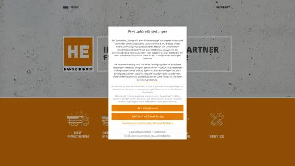 Website Screenshot: Hans Eibinger Gesellschaft m.b.H. Baumaschinen Zubehör bei Eibinger! - Home - Hans Eibinger - Date: 2023-06-22 15:02:17