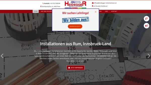 Website Screenshot: bei Heidegger Installationen - Installateur-Meisterbetrieb in Innsbruck-Land - Heidegger-Installationen GesmbH - Date: 2023-06-22 15:12:12