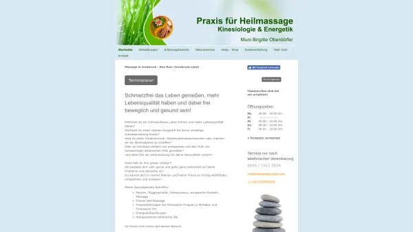 Website Screenshot: Praxis für Heilmassage Kinesiologie & Energetik Muni Brigitte Oberdörfer - Massage, Beratung, Energiearbeit - Praxis für Heilmassage - Date: 2023-06-15 16:02:34