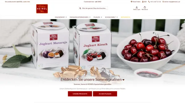 Website Screenshot: Walter Heindl GmbH - Feine Pralinen & Schokolade aus Fairtrade-Kakaobohnen | Heindl - Date: 2023-06-22 15:16:28