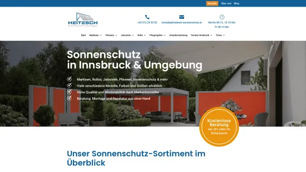 Website Screenshot: Heitesch Sonnenschutzanlagen - Sonnenschutz Innsbruck - Heitesch Sonnenschutzanlagen - Date: 2023-06-26 10:26:24