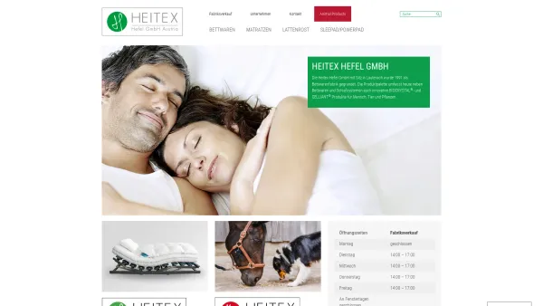 Website Screenshot: Heitex GmbH Bettwarenfabrik Vorarlberg/Bodensee - Home - Heitex Hefel GmbH - Date: 2023-06-22 15:16:29