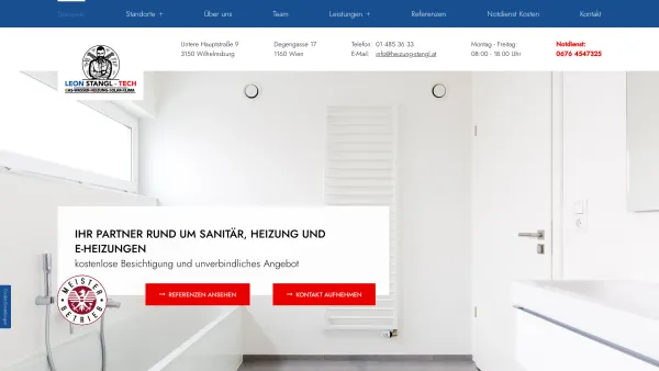 Website Screenshot: bei STANGL WÄRMETECHNIK! - Installateur in Wien und St. Pölten | Heizung und Sanitär - Date: 2023-06-15 16:02:34