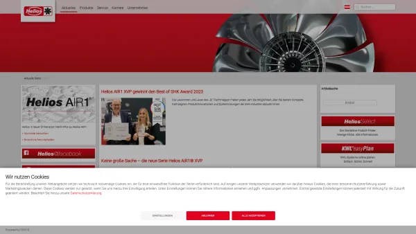 Website Screenshot: Helios Ventilatoren - Helios Ventilatoren GmbH + Co KG | Ventilatoren | Lüftungssysteme | KWL - Helios Ventilatoren Ges.mbH - Date: 2023-06-15 16:02:34