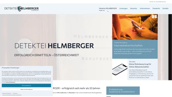 Website Screenshot: Helmberger & Partner KEG - Detektiv HELMBERGER - www.erfolgreich-ermitteln.at - Date: 2023-06-22 15:02:21