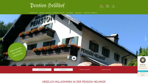 Website Screenshot: Frühstückspension Helmhof - Pension Helmhof, Ihre Unterkunft in der Mozart- & Festspielstadt Salzburg - Date: 2023-06-22 15:02:21