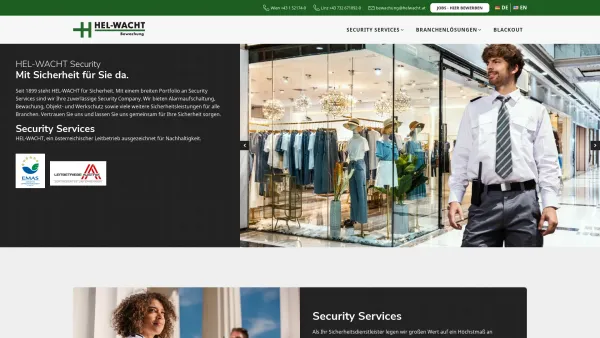 Website Screenshot: Hel-Wacht Holding GmbH - HEL-WACHT Security - Mit Sicherheit für Sie da. - Date: 2023-06-22 15:02:19