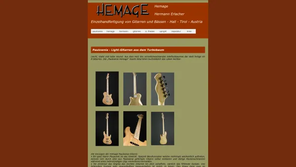 Website Screenshot: Hermann HEMAGE guitars - HEMAGE Paulownia Gitarren - Hermann Erlacher - Einzelhandfertigung - Hemage Gitarren und Bässe - Instrumentenbau - Hall - Tirol - Österreich - Date: 2023-06-22 15:02:21
