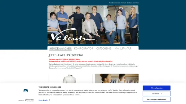 Website Screenshot: HEMDENMACHER.AT Maßhemden von Valentin - Jedes Hemd ein Original - Hemdenmacher - Date: 2023-06-22 15:02:21