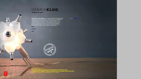 Website Screenshot: Henrik KLUG products - Henrik KLUG sputnik Glühbirnen Designerleuchten aus Graz - Date: 2023-06-22 15:15:56