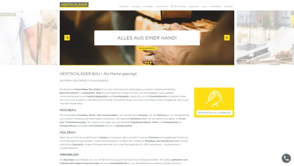 Website Screenshot: Hentschläger Stross Bau Ges.m.b.H. - Hentschläger Bau - Hochbau, Hausbau, Holzbau, Immobilien - Date: 2023-06-22 15:15:56