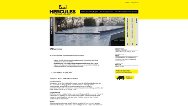 Website Screenshot: Hercules Vertriebsgesellschaft mbH - HERCULES | THE POLYUREA SYSTEM HOUSE: Formulieren ist unsere Profession - Date: 2023-06-22 15:12:16