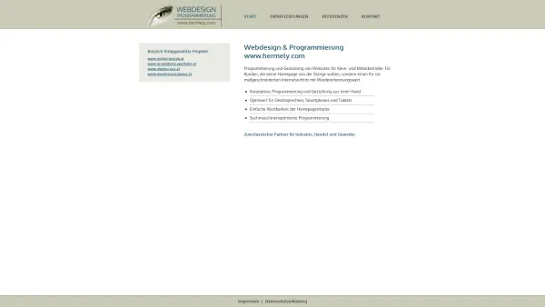 Website Screenshot: Webdesign & Programmierung Hermely - Webdesign & Programmierung Hermely in A-3350 Haag - Date: 2023-06-22 15:12:16