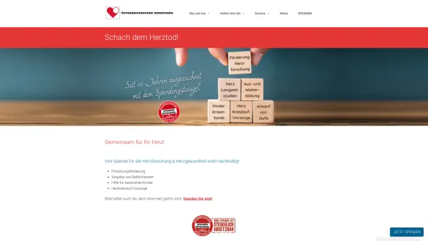 Website Screenshot: Österreichischer Oesterreichischer Herzfonds - Österreichischer Herzfonds – Schach dem Herztod - Date: 2023-06-22 15:02:25