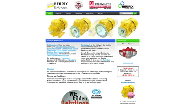Website Screenshot: Otto Heurix Elektro Maschinenbau Gesellschaft mit beschränkter Heurix Elektromotoren - Willkommen bei Heurix - HOME - Date: 2023-06-22 15:02:25