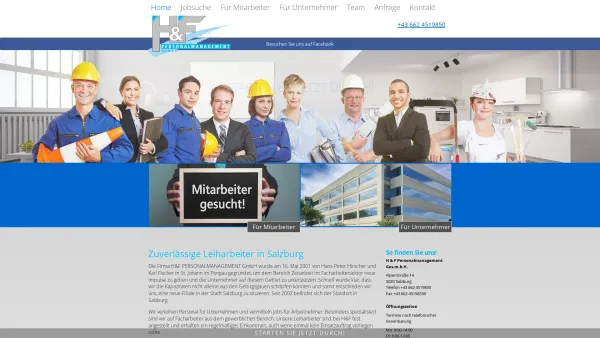 Website Screenshot: H&F - Leiharbeiter Salzburg - H & F Personalmanagement GmbH - Date: 2023-06-22 15:02:25