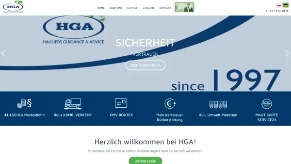 Website Screenshot: HGA Frachtvermittlung, Handel und Consulting GmbH - Home | HGA - HAULIERS GUIDANCE & ADVICE - Date: 2023-06-22 15:02:25