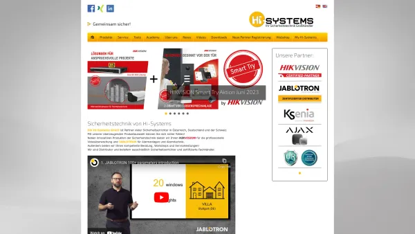Website Screenshot: Hi-Systems GmbH - Ihr Großhandel für Sicherheitstechnik - Hi-Systems - Date: 2023-06-22 15:02:25