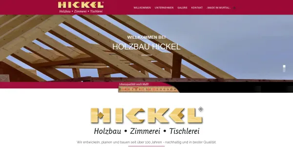 Website Screenshot: Holzbau Hickel GmbH & Co. KG - HICKEL – Holzbau-Zimmerei-Tischlerei - Date: 2023-06-22 15:02:25