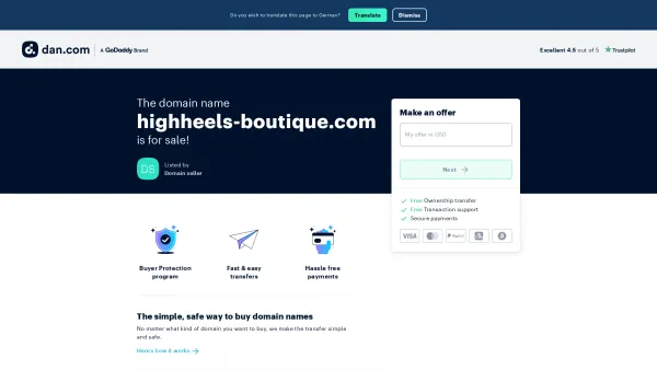 Website Screenshot: HighHeels-Boutique - The domain name highheels-boutique.com is for sale - Date: 2023-06-22 15:12:16