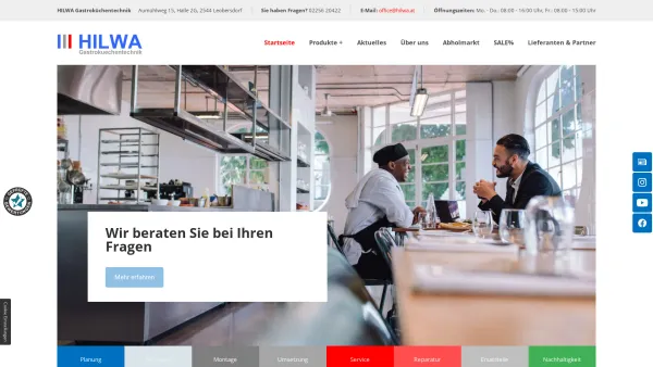 Website Screenshot: Hildebrand Küchen - Gastrobedarf, Gastrotechnik und Gastroküchen in Wien - Date: 2023-06-15 16:02:34