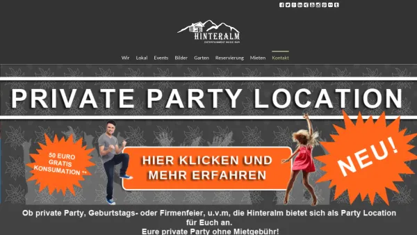 Website Screenshot: Hinteralm Bar - Hinteralm - "Deine Aprés Ski Party Location/Hütte/Alm in Wien" - Date: 2023-06-15 16:02:34