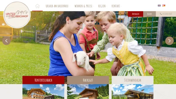 Website Screenshot: Rettensteiner Radstadt Hinterfischbachhof Urlaub am Bauernhof Austria - Ihr wunderbarer Urlaub am Bauernhof im Salzburger Land in Radstadt - Date: 2023-06-22 15:13:53