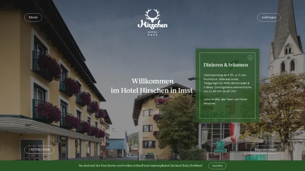 Website Screenshot: Hannes HerzlichHotel Hirschen Imst - 3-Stern Hotel Hirschen in Imst - Ihr Wohlfühl-Haus in Imst - Date: 2023-06-22 15:13:53