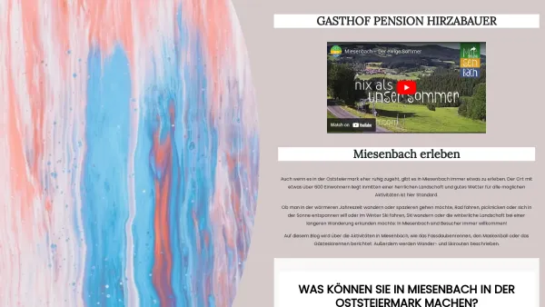 Website Screenshot: Gasthof Pension Hirzabauer Miesenbach Oststeiermark - Gasthof Pension Hirzabauer - Date: 2023-06-22 15:12:20