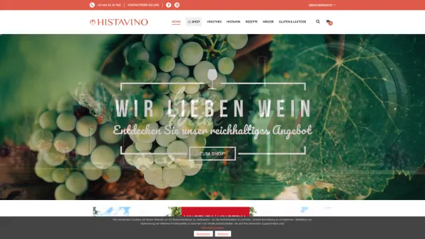 Website Screenshot: Histavino - Histavino | Histaminfreie Weine und Lebensmittel kaufen - Date: 2023-06-14 10:40:35