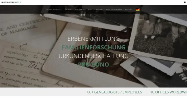Website Screenshot: Historikerkanzlei Genealogisch-Historische Recherchen GmbH - Historikerkanzlei - Date: 2023-06-22 15:12:20