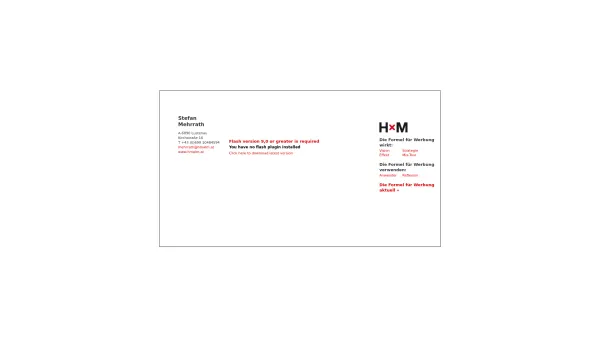 Website Screenshot: Holzinger Mehrrath OG Werbeagentur - H x M = Die Formel für Werbung - Date: 2023-06-22 15:12:20