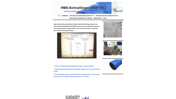 Website Screenshot: H.M.S. Anlagen- und Maschinenbau GmbH - HMS-Schnallinger since 1972 | pipe belling machines - Date: 2023-06-22 15:12:20