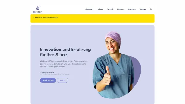 Website Screenshot: HNO Fröhlich Dr. Elke Fröhlich-Sorger - HNO Fröhlich ➤ HNO Arzt Gratwein & Graz Umgebung - Date: 2023-06-26 10:26:24