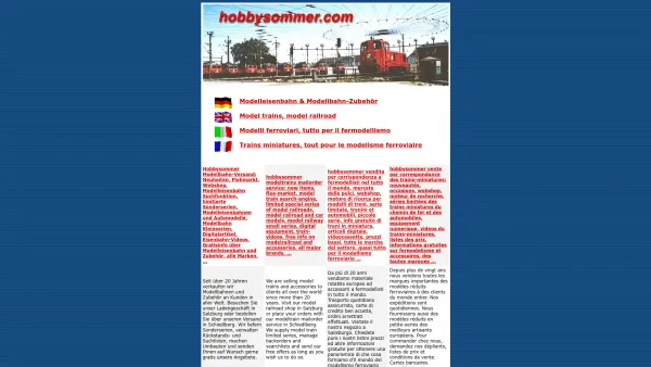Website Screenshot: Hobby-Sommer Ges.mbH & Co. KEG - Hobby-Sommer Modellbahn - the modeltrain mailorderhouse - Date: 2023-06-14 10:40:35
