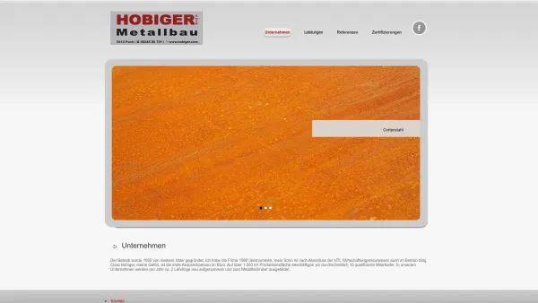 Website Screenshot: HOBIGER METALLBAU - Unternehmen - Date: 2023-06-22 15:12:20