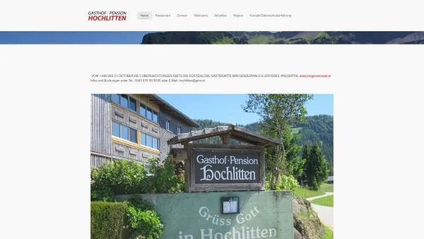 Website Screenshot: Gasthof, Pension, Hochlitten, Riefensberg, Vorarlberg, Österreich, Austria - Home- Hochlitten Riefensberg - Date: 2023-06-14 10:40:35