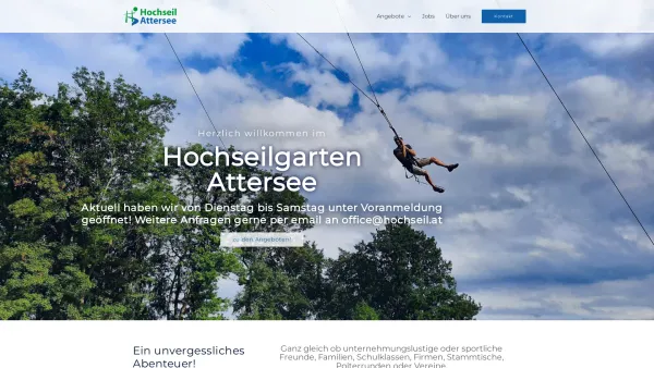 Website Screenshot: HOCHSEILGARTEN ATTERSEE - Hochseilgarten Attersee – Abenteuer einmal anders! - Date: 2023-06-22 15:15:56