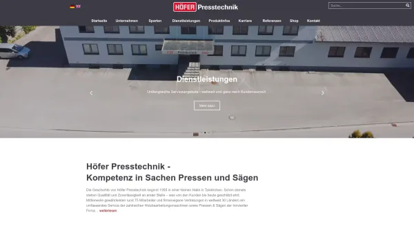 Website Screenshot: Ing. Gerhardt Höfer & Co., MaschinenproduktionsgmbH. - Höfer Presstechnik - Kompetenz in Sachen Pressen und Sägen - Date: 2023-06-15 16:02:34