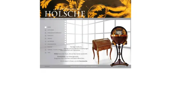 Website Screenshot: HARALD HÖLSCHE Restaurierung antiker Möbel - Home - Hölsche - Restaurierung - Kunst - Antiquitäten - Date: 2023-06-15 16:02:34
