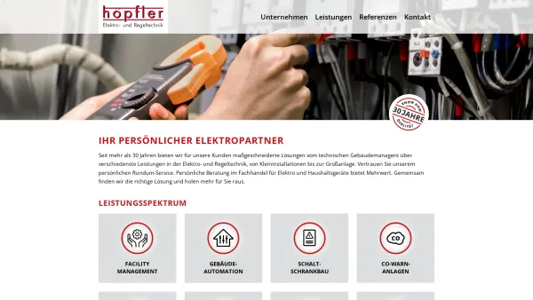 Website Screenshot: Höpfler GmbH - Home - Höpfler Elektro- und Regeltechnik - Date: 2023-06-15 16:02:34