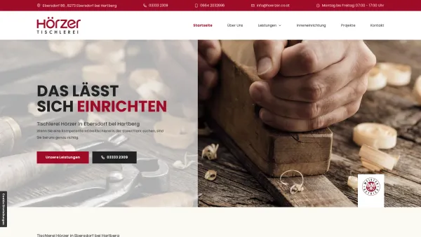 Website Screenshot: Franz Hörzer Holz Design - Tischlerei Hörzer | Holzhandwerk aus der Steiermark - Date: 2023-06-22 15:12:24
