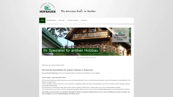 Website Screenshot: Hofbauer Zimmerei-Tischlerei - Antiker Holzbau - Hofbauer, Breitegger - Date: 2023-06-22 15:12:24