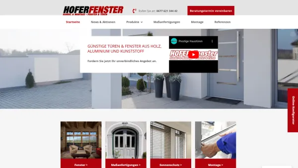Website Screenshot: Hofer-Fenster Willendorf - Startseite - Fenster und Türen für Willendorf - Date: 2023-06-22 15:12:24