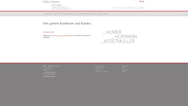 Website Screenshot: HOFER HUMER RECHTSANWÄLTE WELS OBERÖSTERREICH - Hofer Humer Rechtsanwälte Wels, Oberösterreich - Hofer Humer Rechtsanwälte - Date: 2023-06-22 15:12:24