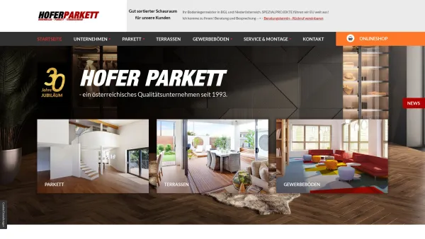 Website Screenshot: Hofer-Parkett - Bodenbeläge, Parkett und Holzterrassen vom Experten aus Niederösterreich - Date: 2023-06-15 16:02:34